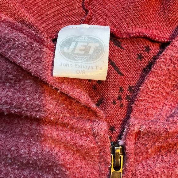 JET vintage red hooded zip up sweatshirt Small - Picture 7 of 8